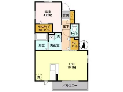 ボヌ-ルG(1LDK/1階)の間取り写真