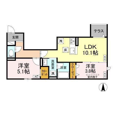 セレスティア上北沢(2LDK/2階)の間取り写真