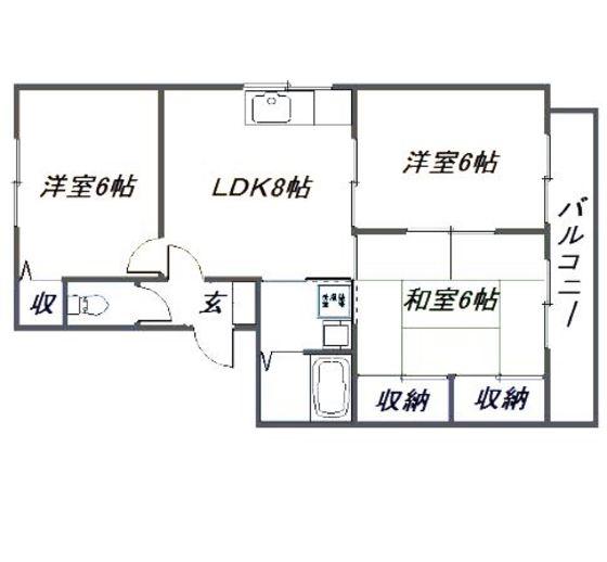 セジュール石田F(3LDK/3階)の間取り写真