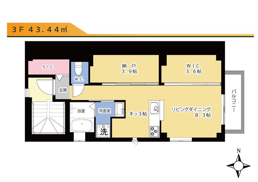 ヴォアザン・マロン(1LDK/3階)の間取り写真
