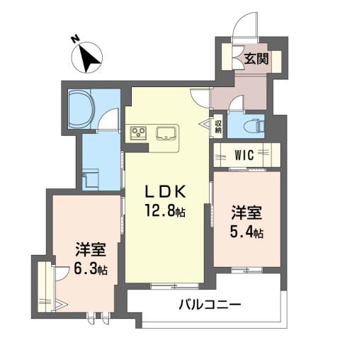 フォンテーヌ ツルセ(2LDK/3階)の間取り写真