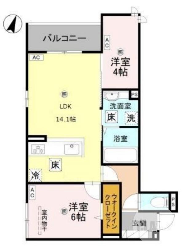 グランヴェールVII(2LDK/1階)の間取り写真
