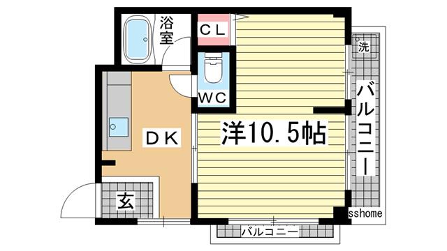 エルパラッツォ記田(1DK/2階)の間取り写真