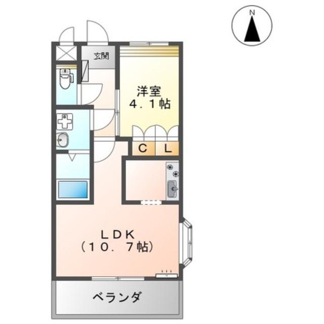 サンコート(1LDK/2階)の間取り写真