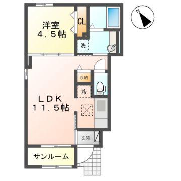 リュニック 唯 I(1LDK/1階)の間取り写真