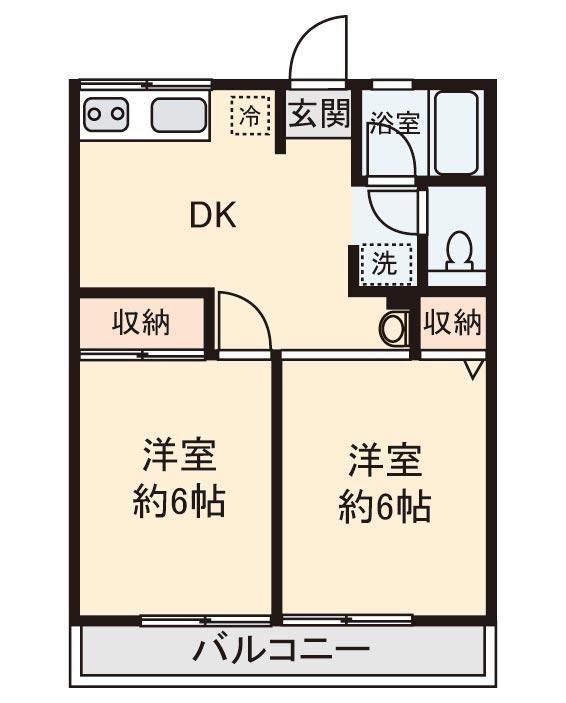 シティハイム 5ストリーム(2DK/1階)の間取り写真