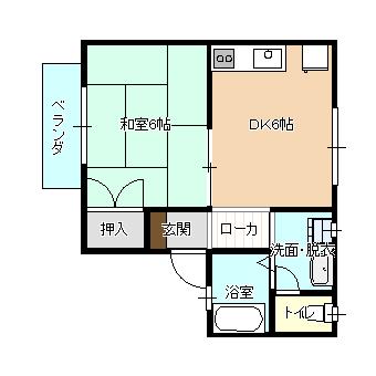 三和ハイツII(1DK/1階)の間取り写真