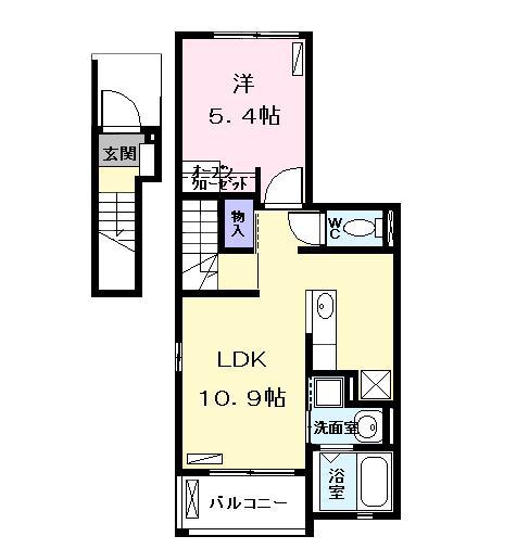 アンジュ(1LDK/2階)の間取り写真