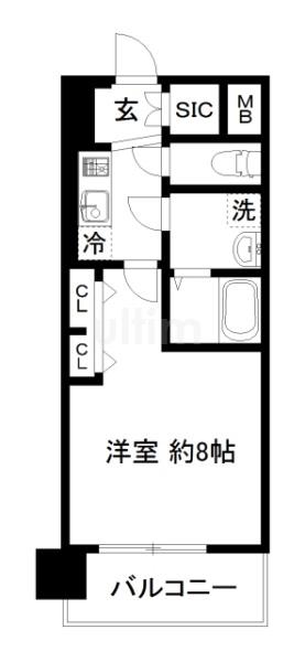 エステムコート京都西大路(1K/6階)の間取り写真