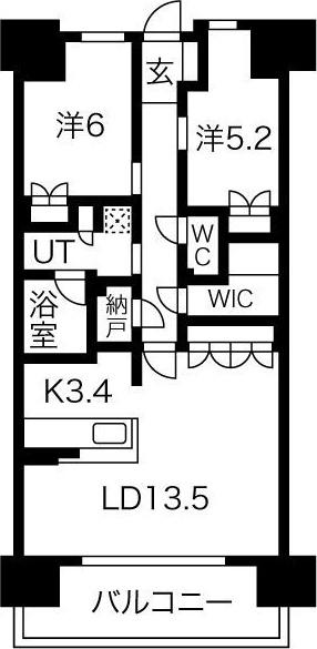 大阪ベイレジデンス(2LDK/15階)の間取り写真