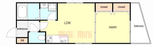 アモーレ福町(1LDK/2階)の間取り写真