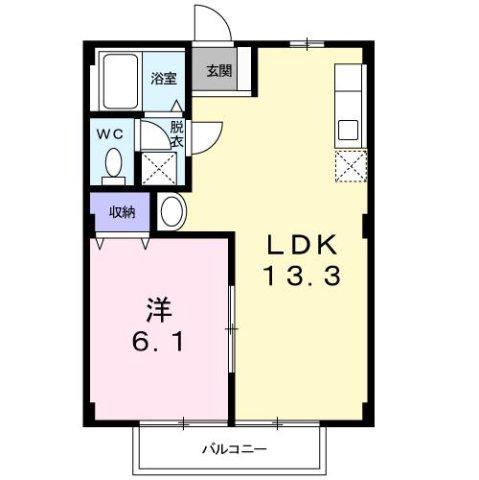 ニューシティ鈴木B(1LDK/2階)の間取り写真