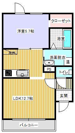 PIATTOII(1LDK/3階)の間取り写真