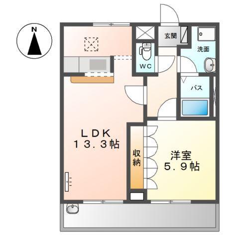 エレガンスII(1LDK/1階)の間取り写真