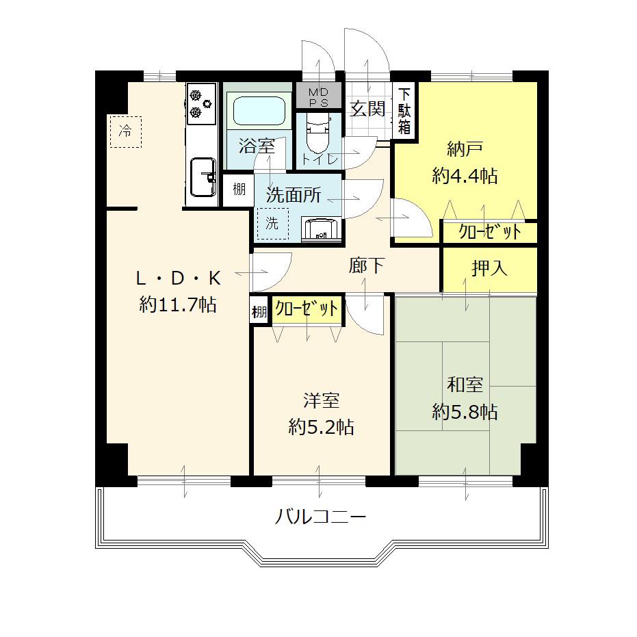 ライオンズマンション北柏第2(2SLDK/3階)の間取り写真