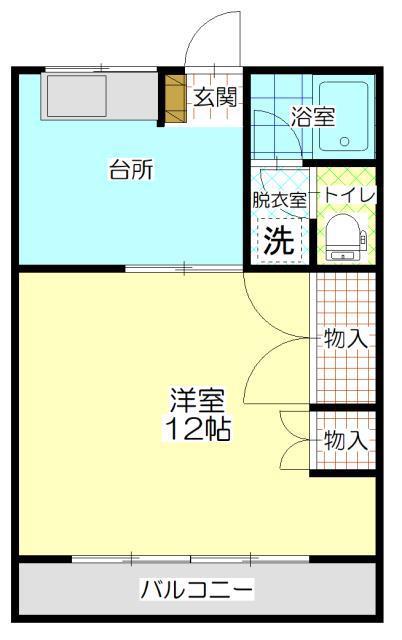 コーポ中沢Ⅱ(1DK/2階)の間取り写真