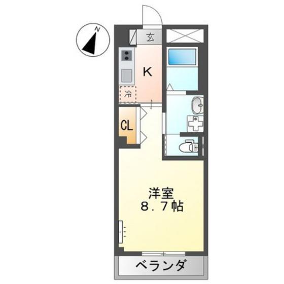 リバレイン東原(1K/3階)の間取り写真