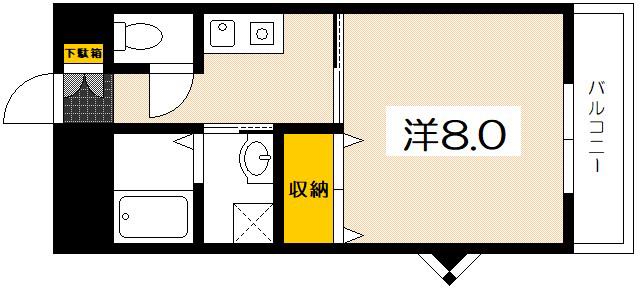 WING TACHIBANA(1K/2階)の間取り写真