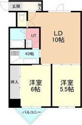 恒志堂手稲ビルI(2LDK/2階)の間取り写真