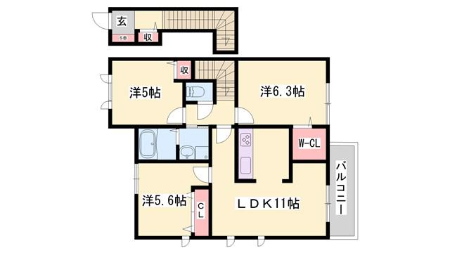 シャーメゾンハーベスト(3LDK/2階)の間取り写真