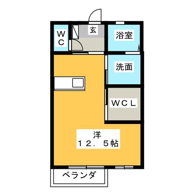 フルブライト(ワンルーム/1階)の間取り写真