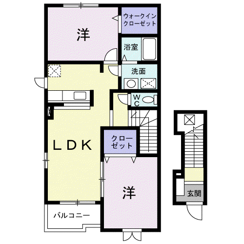 ノアエ・コーム 川久保(2LDK/2階)の間取り写真