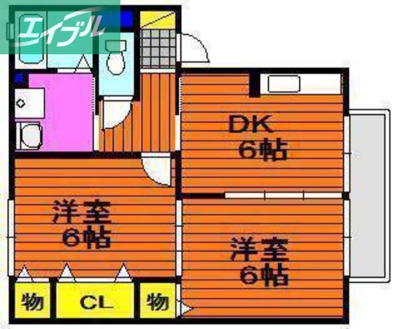 パミドール(2DK/2階)の間取り写真