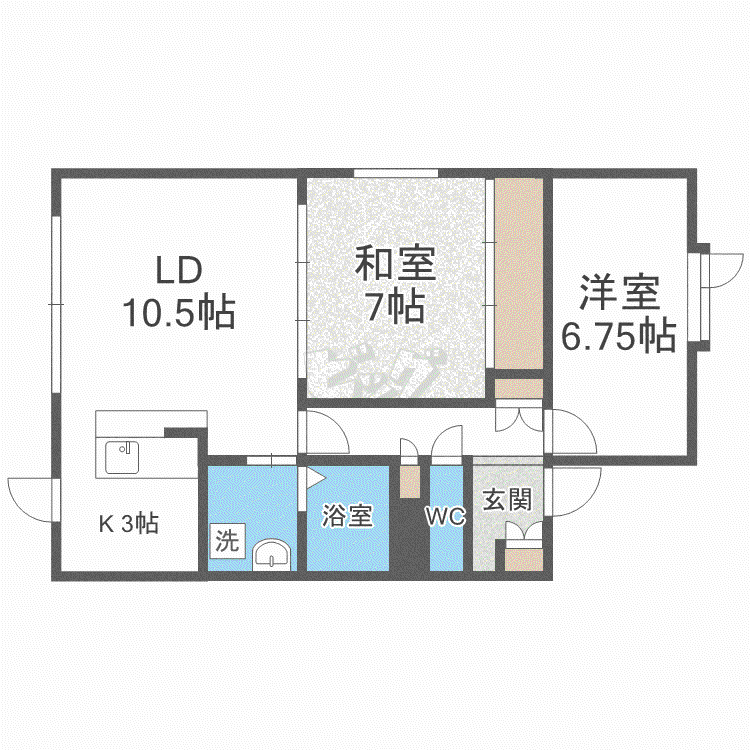 ピュアパレス(2LDK/2階)の間取り写真