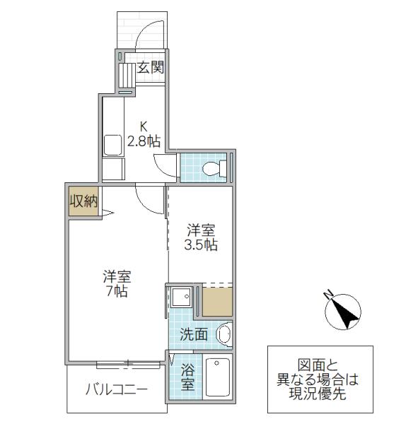 ヴューテラス(1SK/1階)の間取り写真