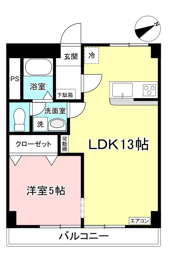 ハイツ兼信(1LDK/3階)の間取り写真