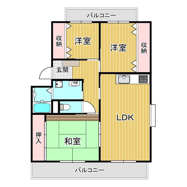 グレース蓮池(3LDK/2階)の間取り写真