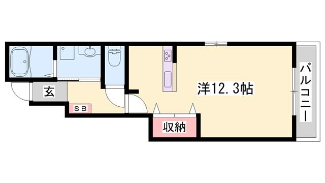 エクセラン則直III(1K/1階)の間取り写真