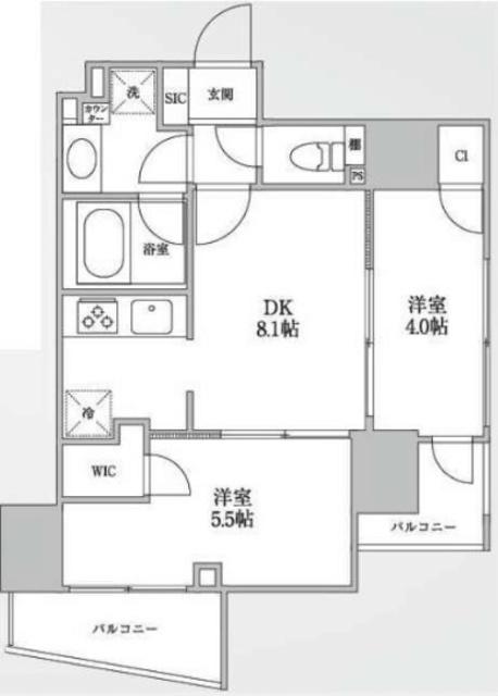 レジディア御茶ノ水II(2DK/4階)の間取り写真