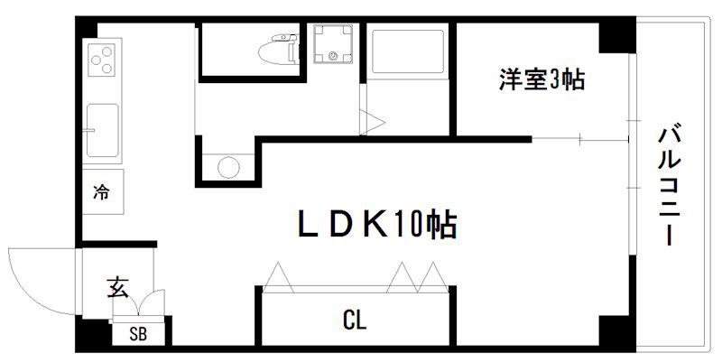 パレステート日生熊野(1LDK/4階)の間取り写真