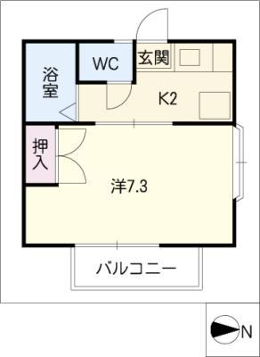 シングル小田原(1K/2階)の間取り写真