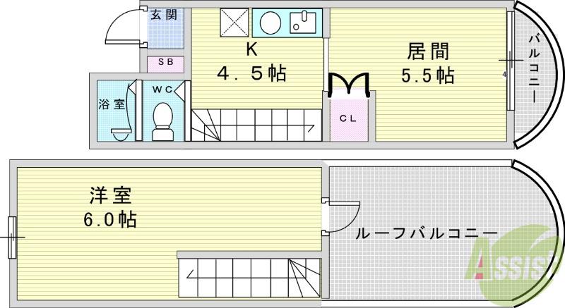 コスモ78(1LDK/3階)の間取り写真