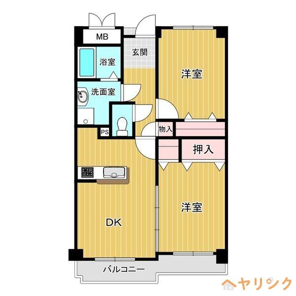 第2セントラルヴィレッジ(2LDK/3階)の間取り写真