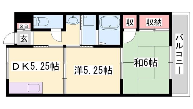 ハイツジャルダン(2DK/1階)の間取り写真