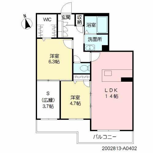ベレオ合川(2SLDK/4階)の間取り写真