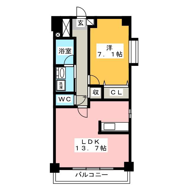 ボン ソレイユ(1LDK/7階)の間取り写真