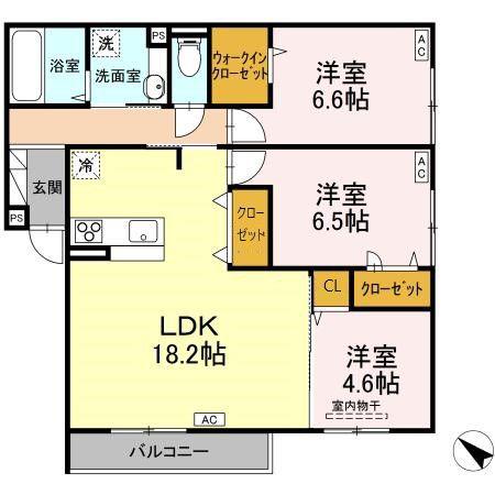 D-RESIDENCE・K沖野上(3LDK/2階)の間取り写真