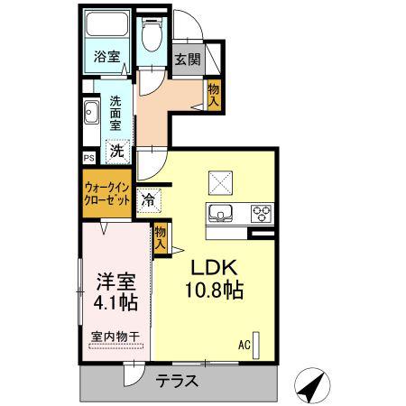 KISHI HEIGHTS(1LDK/1階)の間取り写真