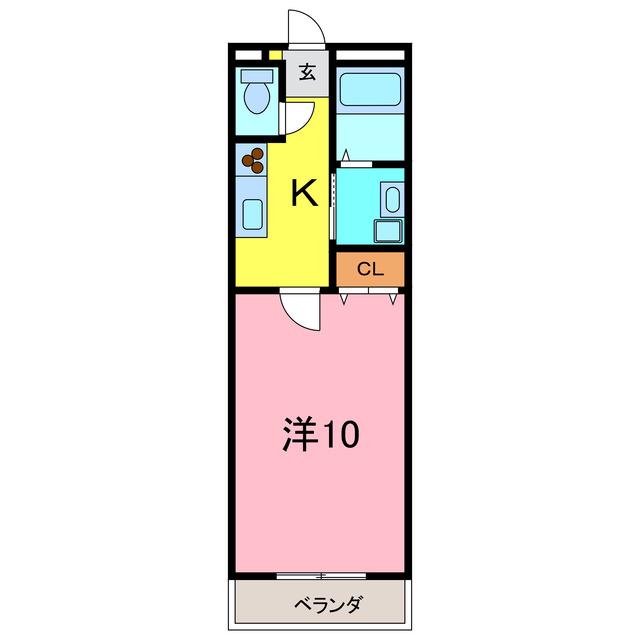 アンプルールリーブルマルヨ(1K/2階)の間取り写真