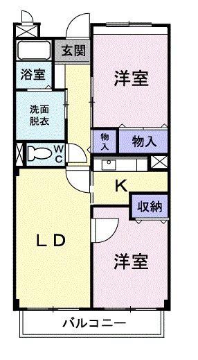 メイプルガーデン(2LDK/2階)の間取り写真