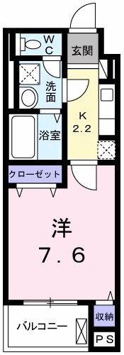 フローライト(1K/1階)の間取り写真
