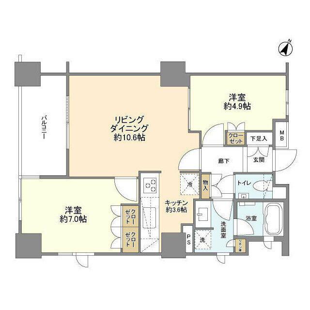 アトラス雑司が谷(2LDK/9階)の間取り写真