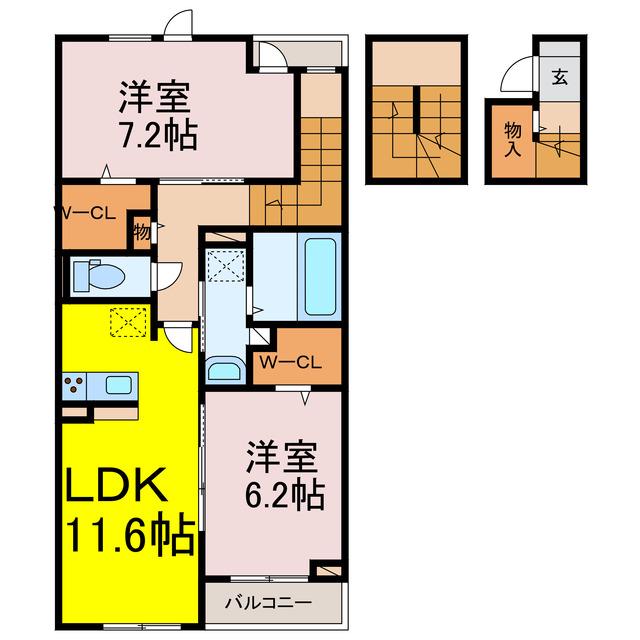 ネオ・ルピア(2LDK/3階)の間取り写真