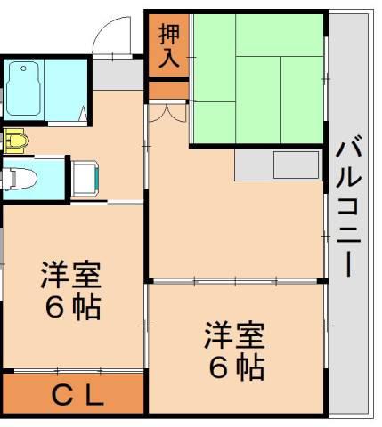 ビレッジハウス水巻(3DK/2階)の間取り写真