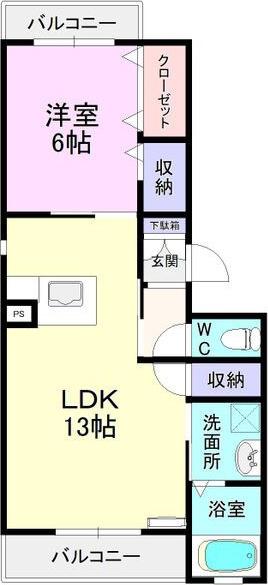ヴィターレ日比野(1LDK/1階)の間取り写真