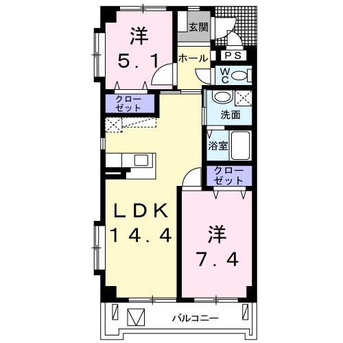 コムスト・Y(2LDK/3階)の間取り写真